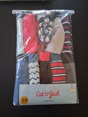 Cat & Jack Boys' Boxer Briefs 10-Pack in Red, Blue, Gray, Black, Cream